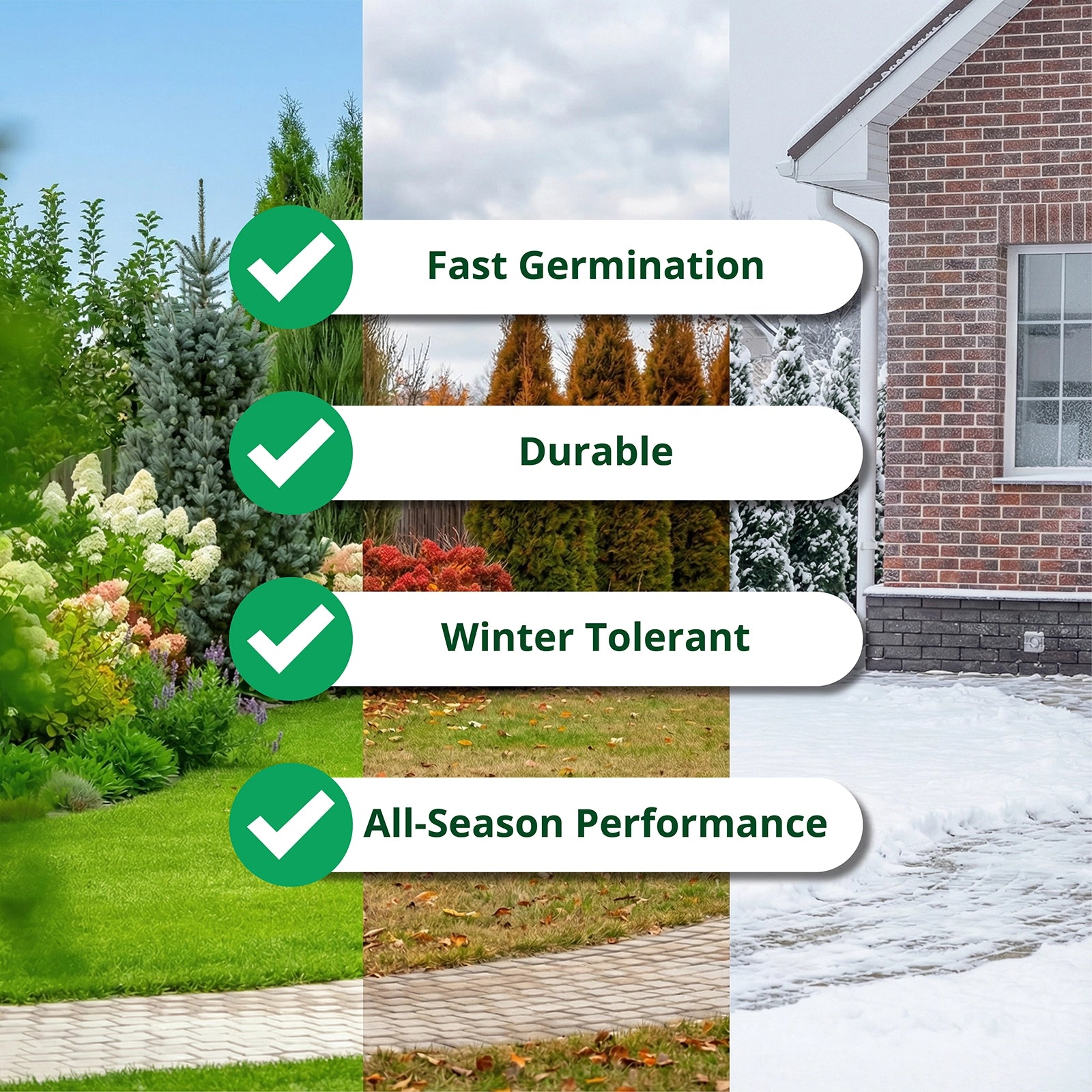 Gardening and landscape features with text labels on a collage background