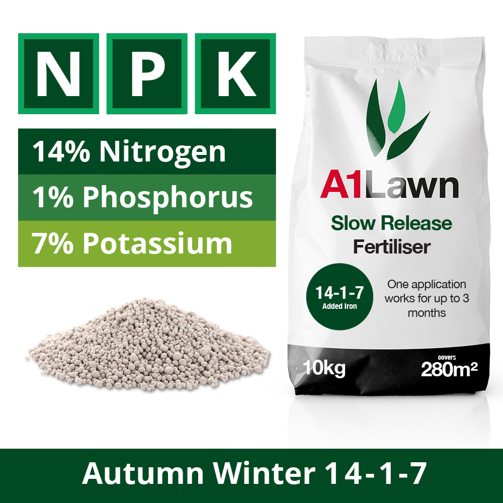 A1 Lawn Ultimate Slow Release Lawn Fertiliser 14-1-7+2Fe (10kg, 200m²)