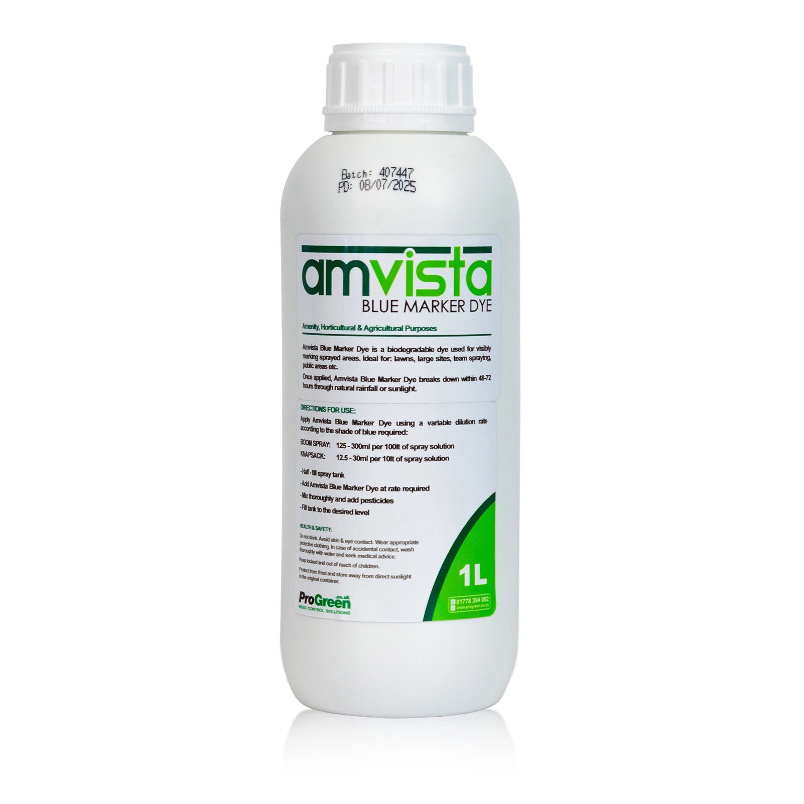 Amvista Blue Marker Dye bottle on a white background
